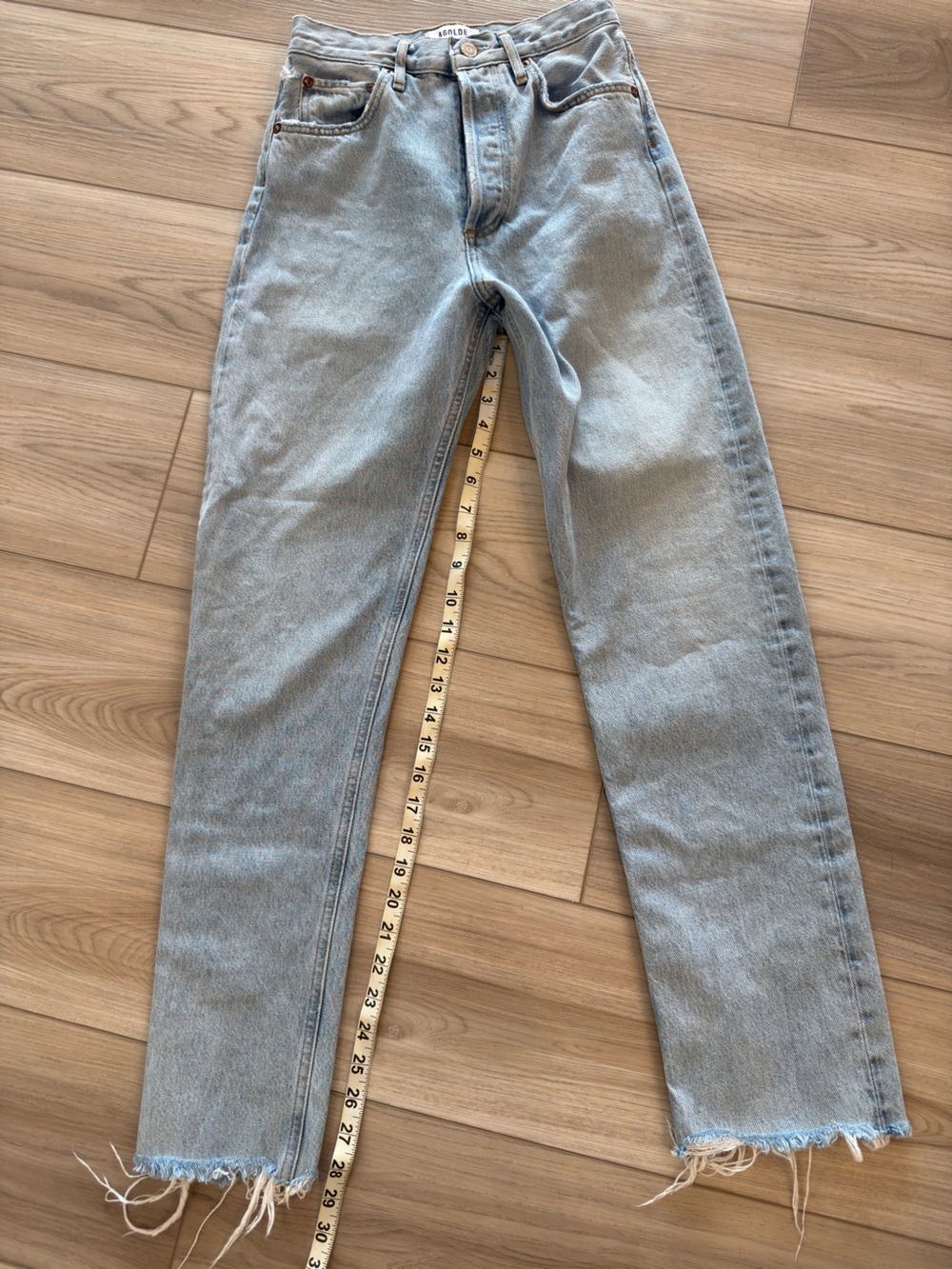 Agolde High Rise Light Blue Button-Fly Denim Jeans - Picture 2 of 6